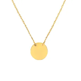 14k Gold Engravable Mini Disc Necklace