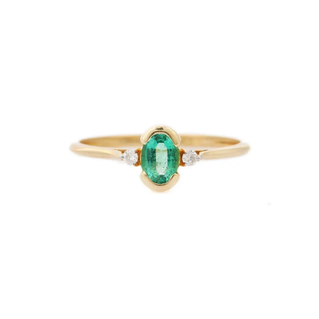 14K Yellow Gold Emerald Ring