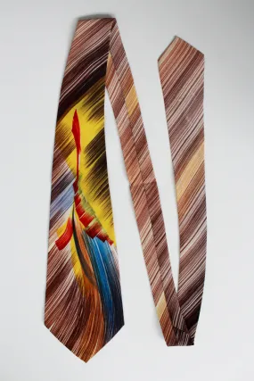 1940s Hand Painted Abstract Necktie