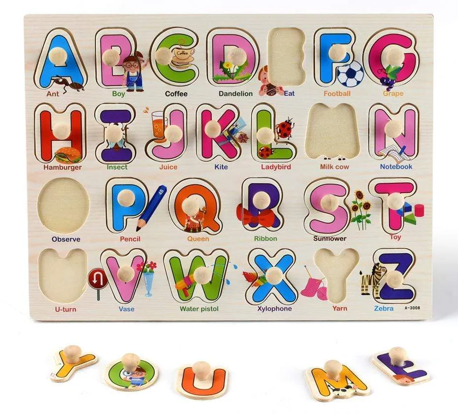 3D Puzzles Wooden Learning Toys for Kids Alphabet  Animal Fruit Transportation Vegetables Shape Baby Early Educational Toy