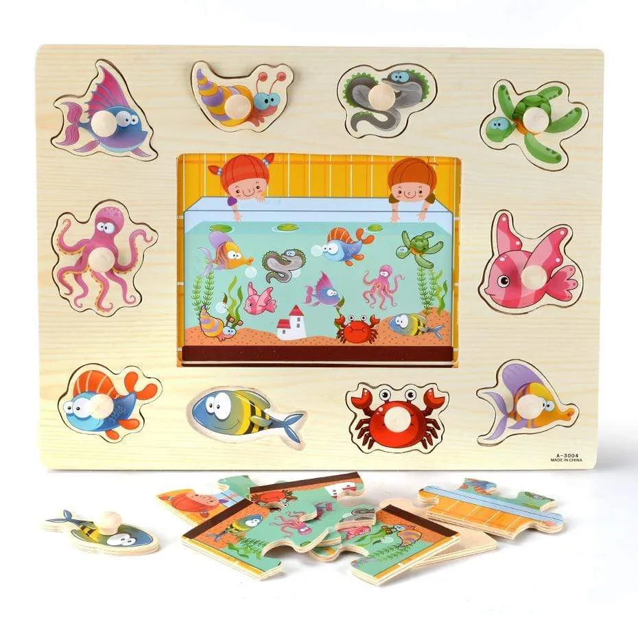 3D Puzzles Wooden Learning Toys for Kids Alphabet  Animal Fruit Transportation Vegetables Shape Baby Early Educational Toy