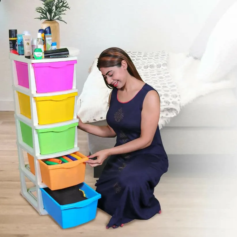 5 Layer Multipurpose Modular Draw Storage System for Home & Office (Multicolors)