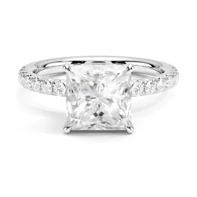 Accented Solitaire Princess Cut Engagement Ring