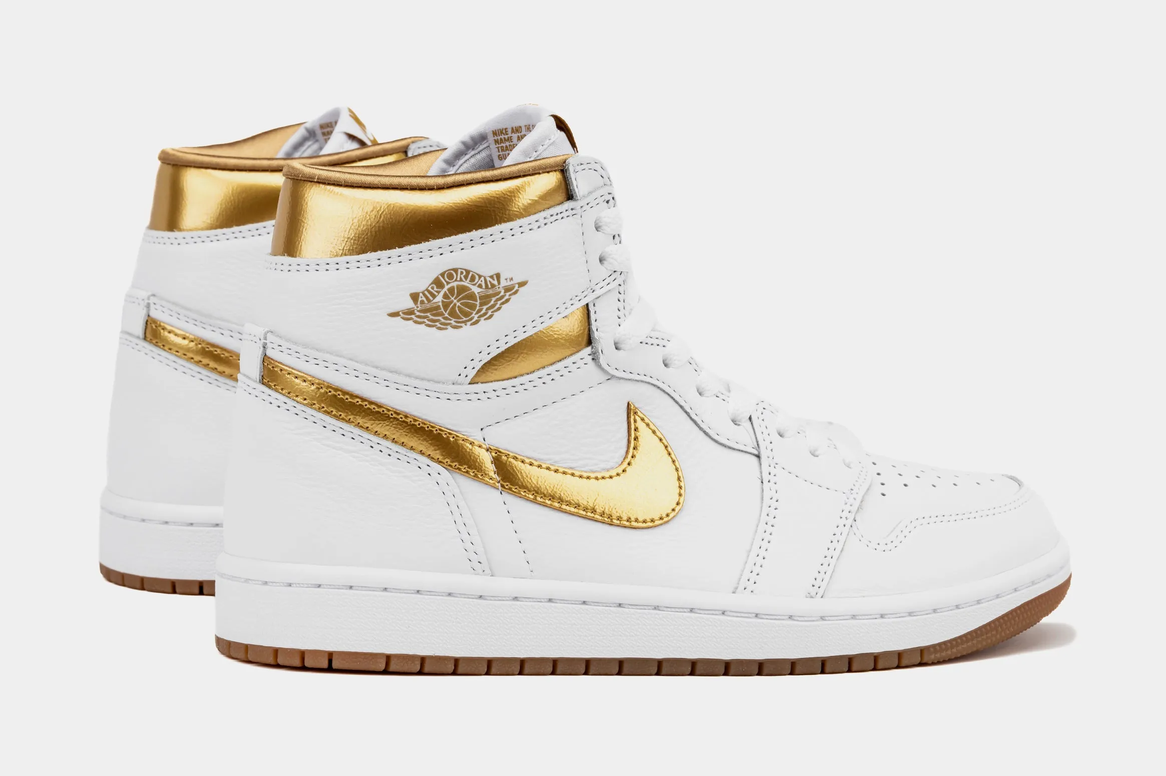 Air Jordan 1 Retro High OG White and Gold Womens Lifestyle Shoes (White/Metallic Gold/Light Brown)