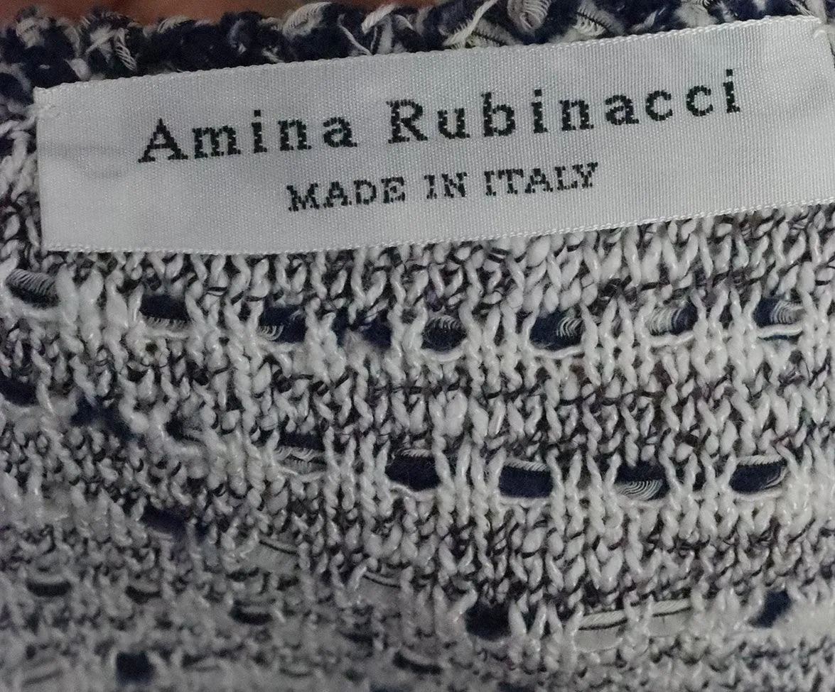 Amina Rubinacci White & Navy Knit Cardigan sz 6