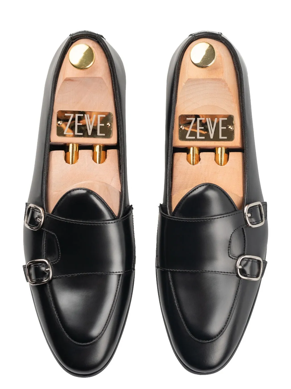 Andre Belgian Loafer - Black Polished Double Monk Strap