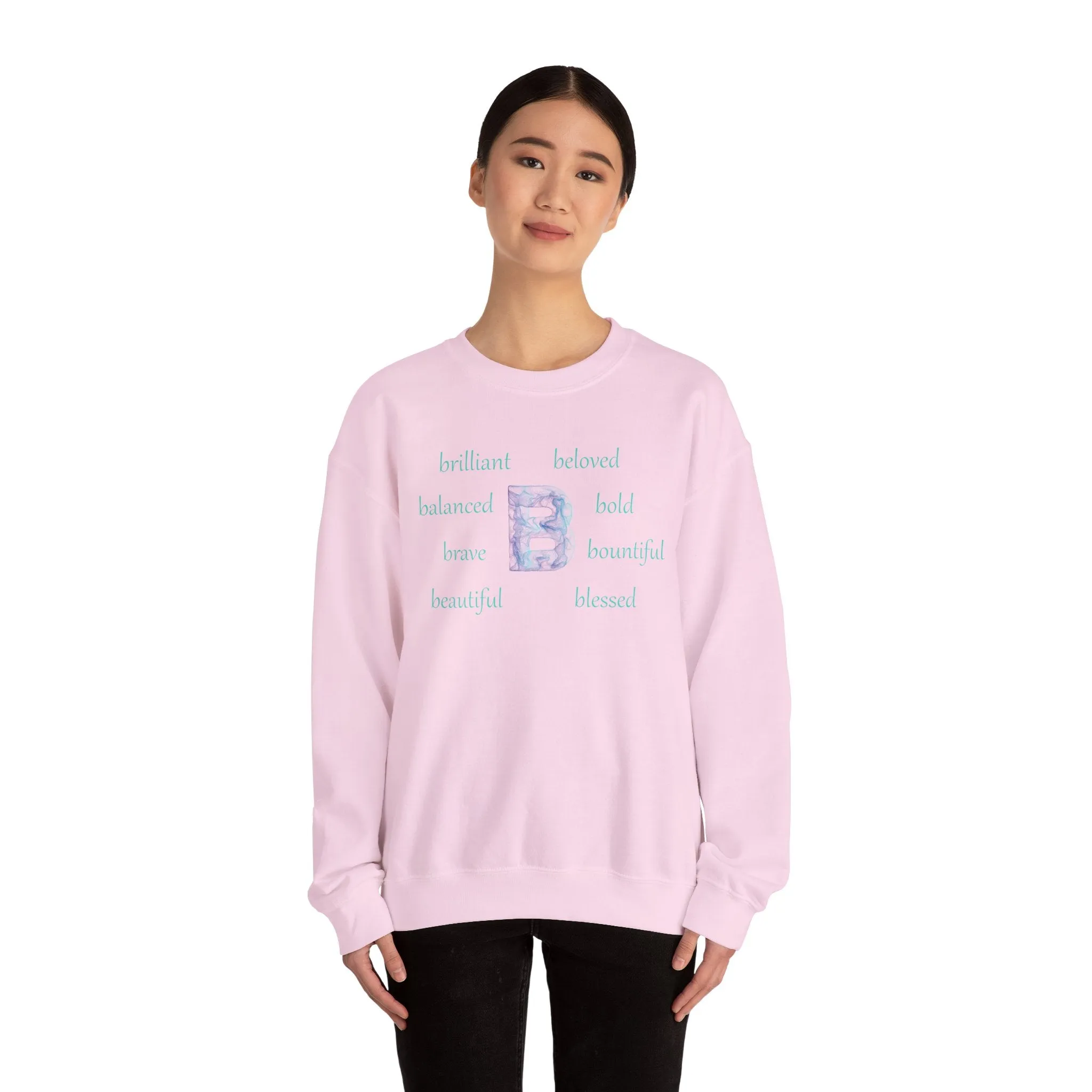 B Alphabet Sweatshirt, Motivational, Alphabet Initial "B", Motivational, Mental Health Unisex Heavy Blend™ Crewneck, Self-affirming Sweatshirt