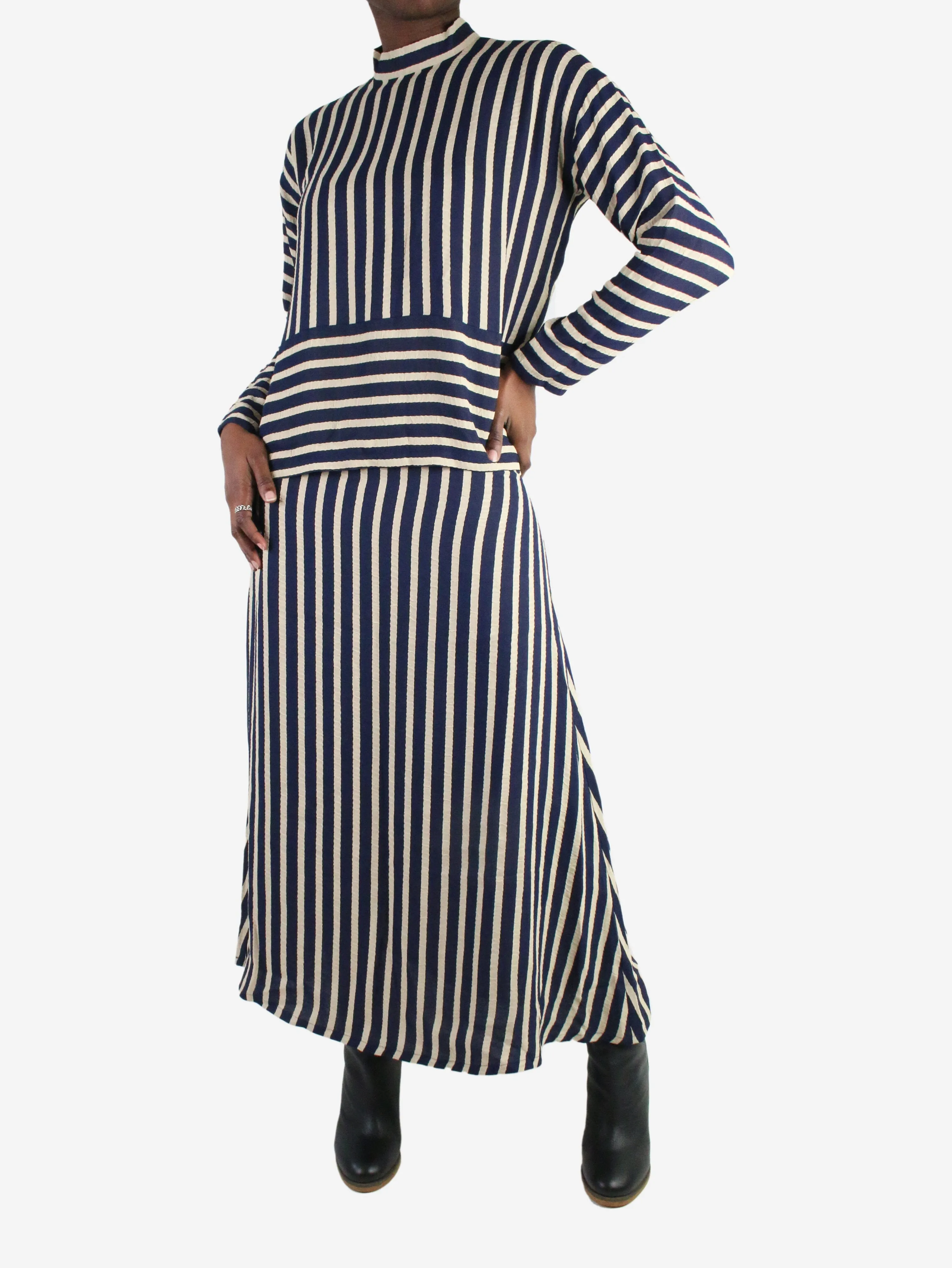 Blue striped top and skirt set - size 34