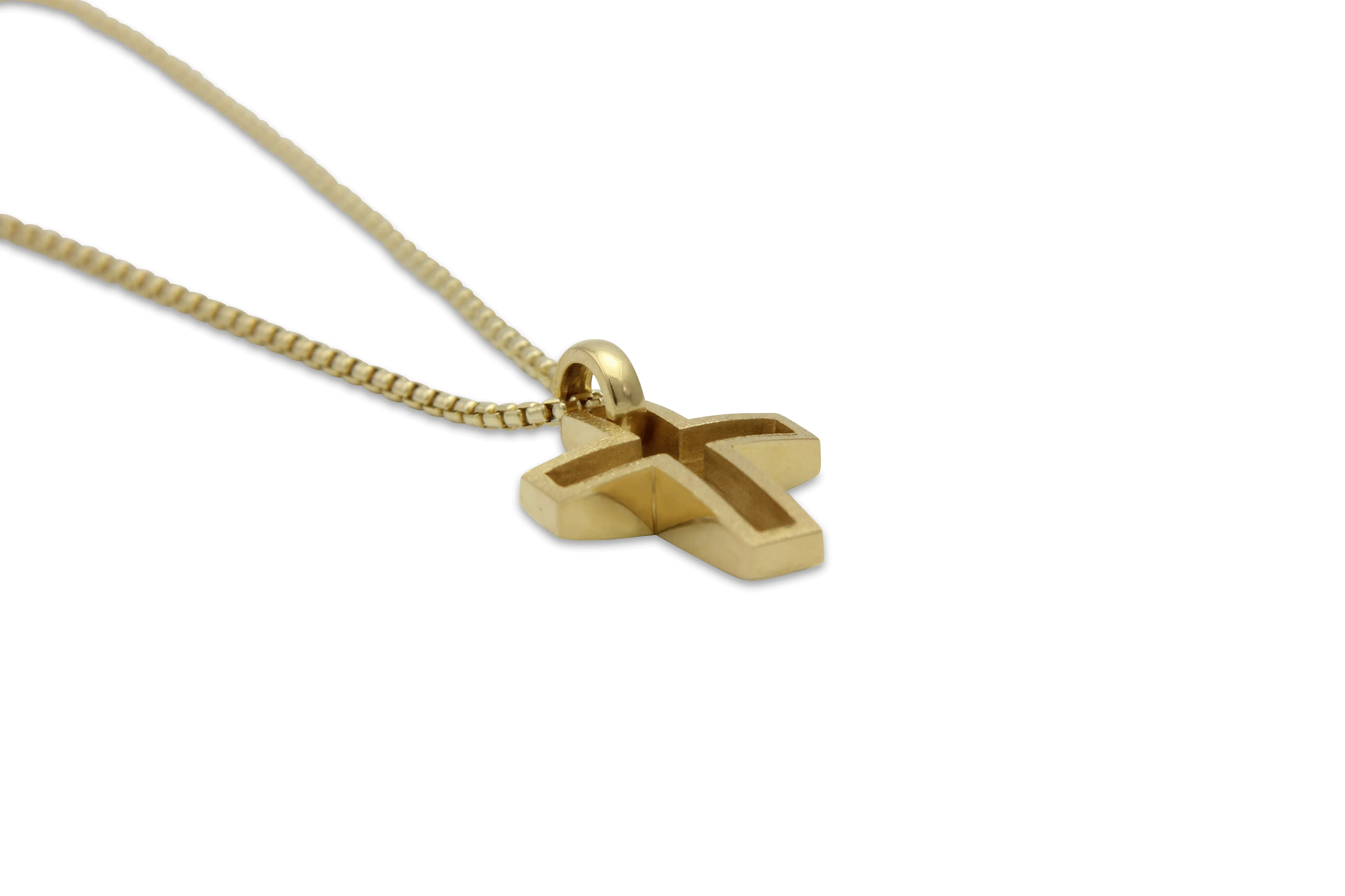 Chiseled Prayer Gold Cross