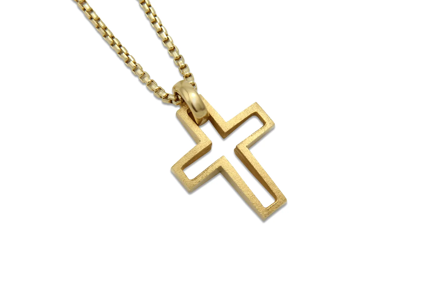 Chiseled Prayer Gold Cross