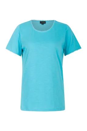 Cotton Rich Slup Top with lace trim | AQUA | 6963AR