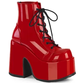 Demonia CAMEL-203 | Red Patent Leather Ankle Boots