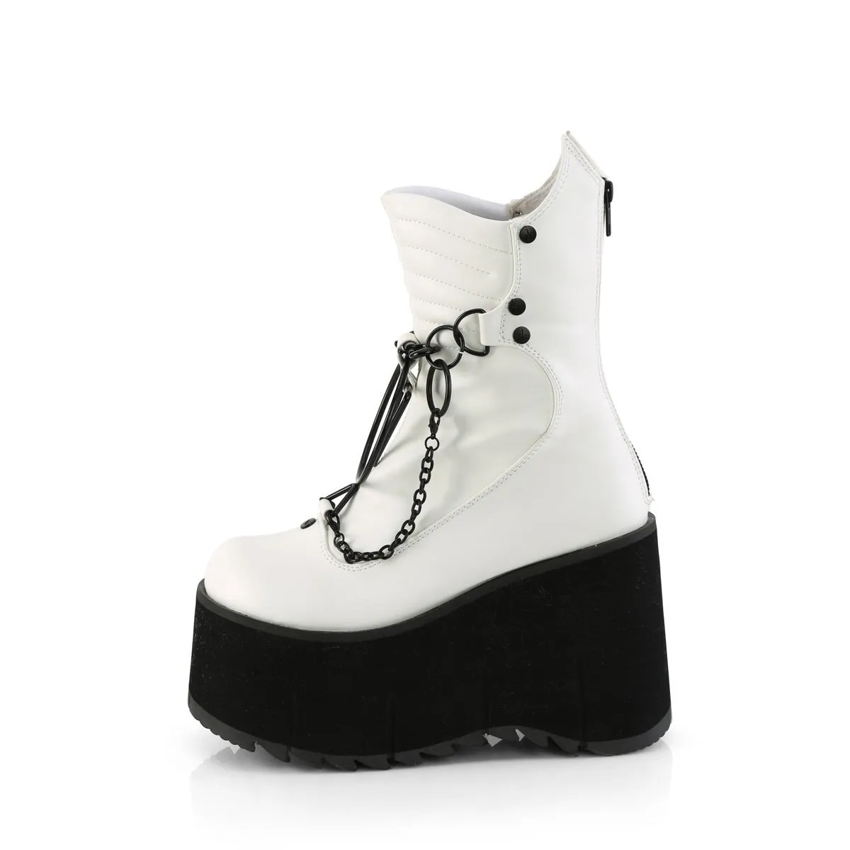 Demonia KERA-130 | White Vegan Leather Ankle Boots