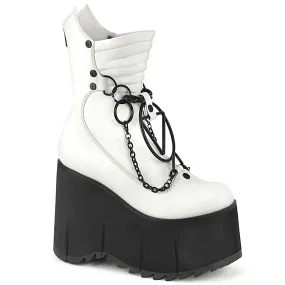 Demonia KERA-130 | White Vegan Leather Ankle Boots