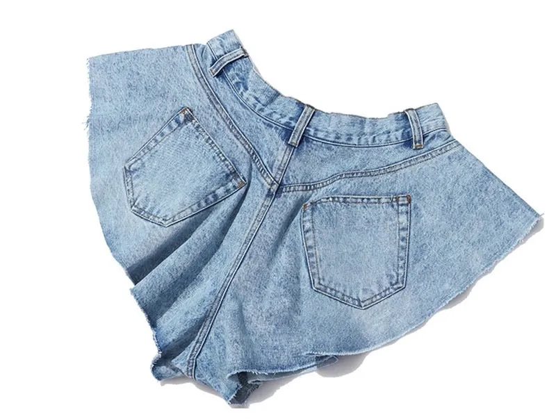 Denim Ruffle Shorts