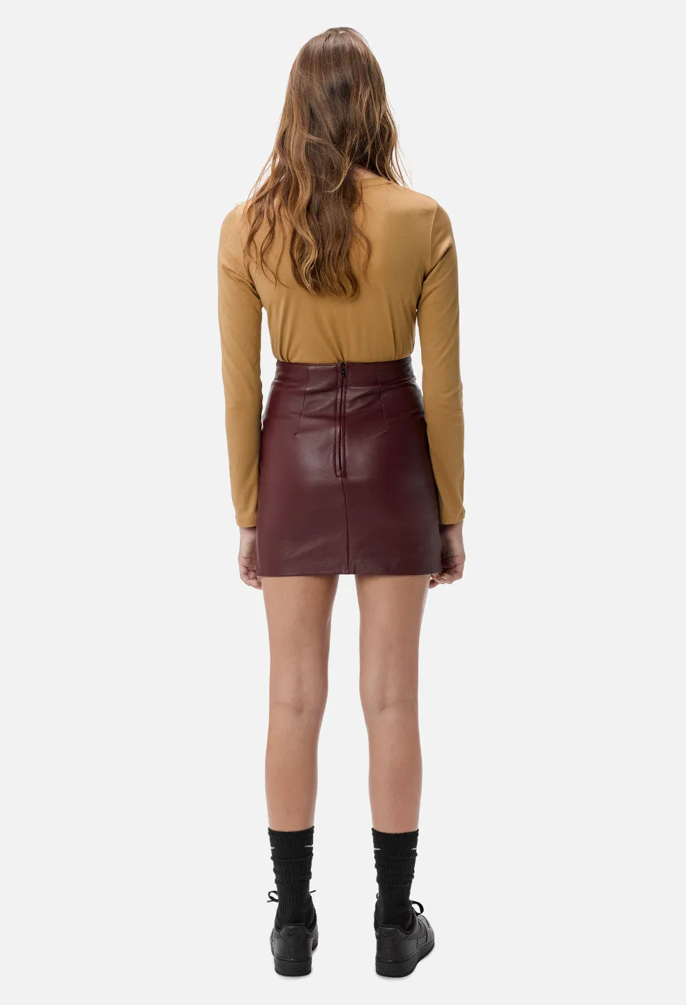 Elise Leather Skirt / Burgundy