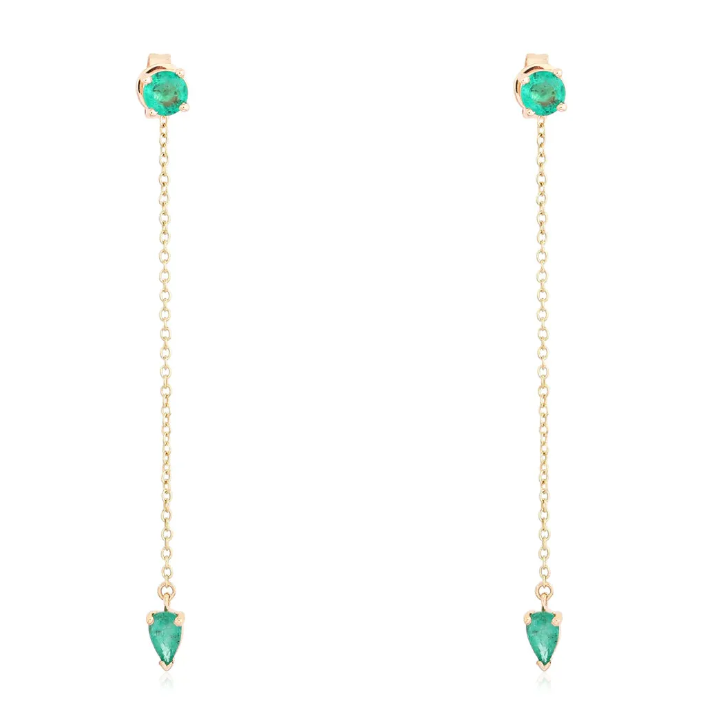 Emerald Stud Drop Pear Earring /Single