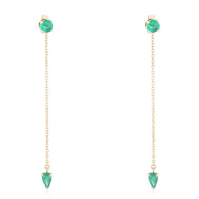 Emerald Stud Drop Pear Earring /Single