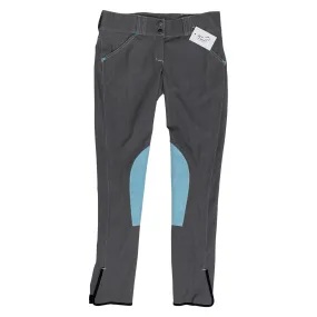 Eurofit 'Laurenburg' Knee Patch Breeches in Grey Denim/Teal - Women's 26L