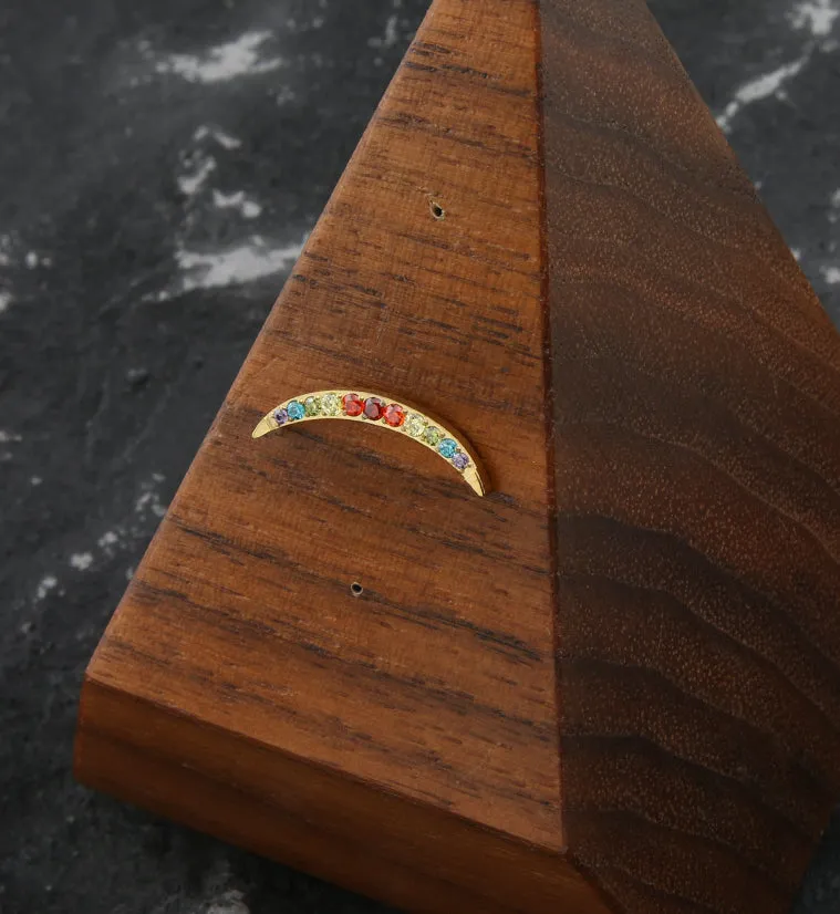 Gold PVD Camber Rainbow CZ Titanium Threadless Top