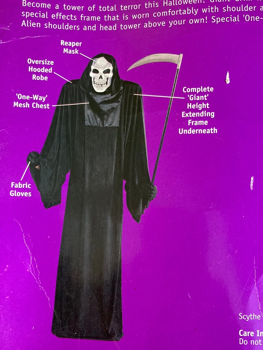 Grim Reaper 6 ft Gown - One Size Adult Costume - Preowned