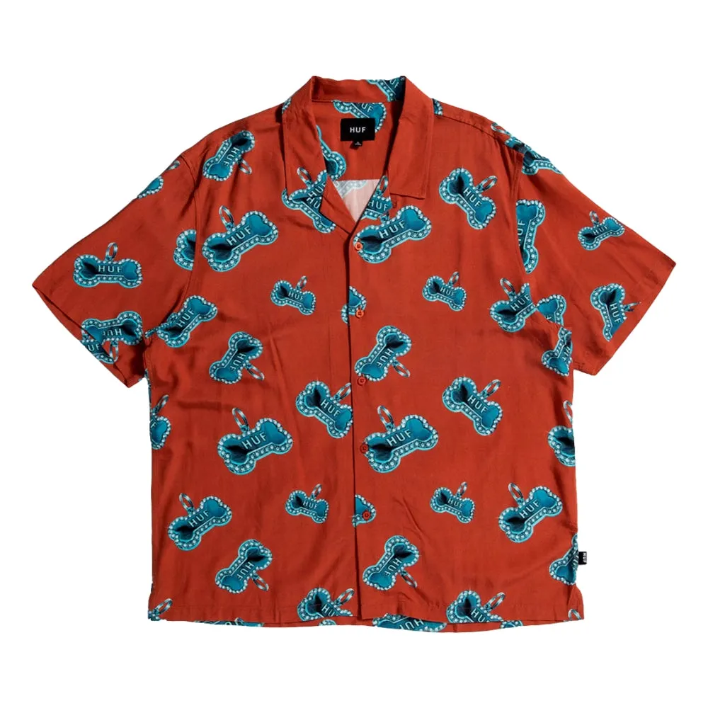 HUF BONES S/S RESORT SHIRT-RED