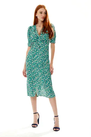 Liquorish Stroke Print Knot Front Dress