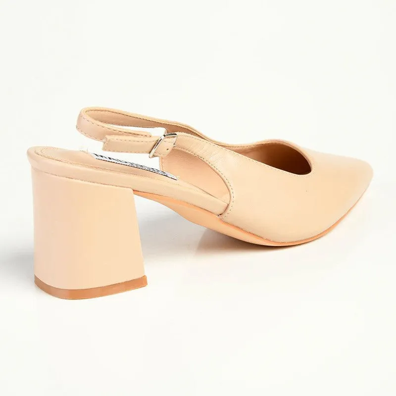 Madison Palmer Slingback Low Block Heel Court - Nude