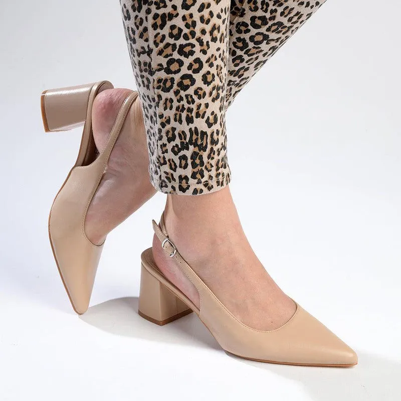 Madison Palmer Slingback Low Block Heel Court - Nude