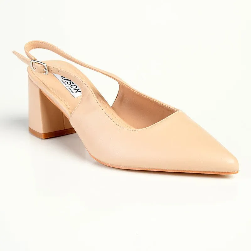 Madison Palmer Slingback Low Block Heel Court - Nude