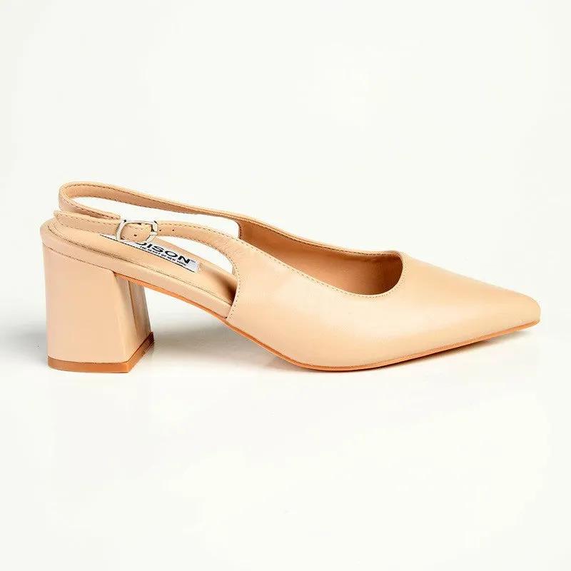 Madison Palmer Slingback Low Block Heel Court - Nude