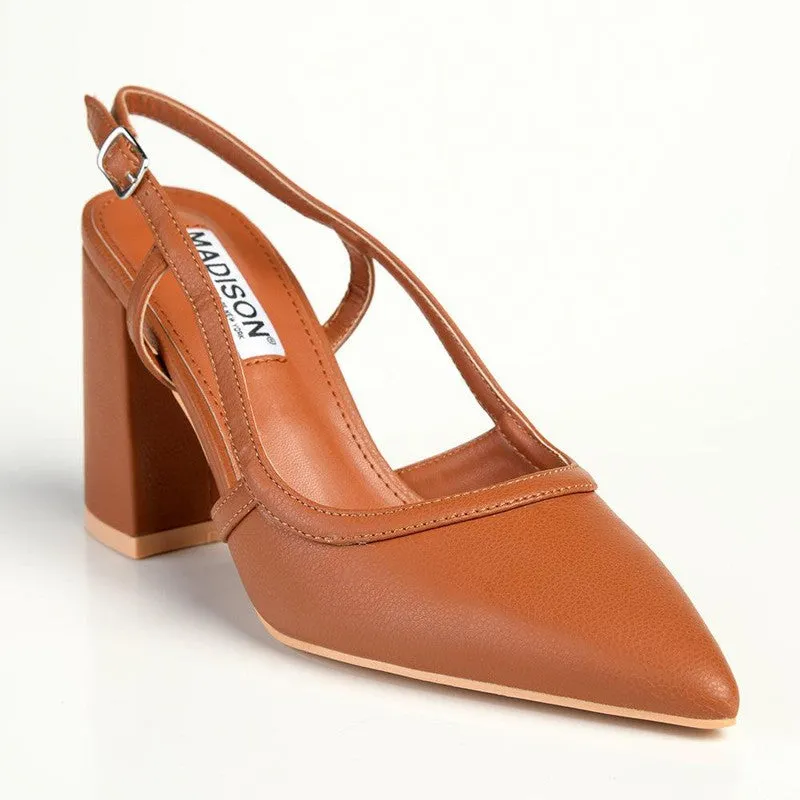 Madison Paula Slingback Block Heel Court - Tan