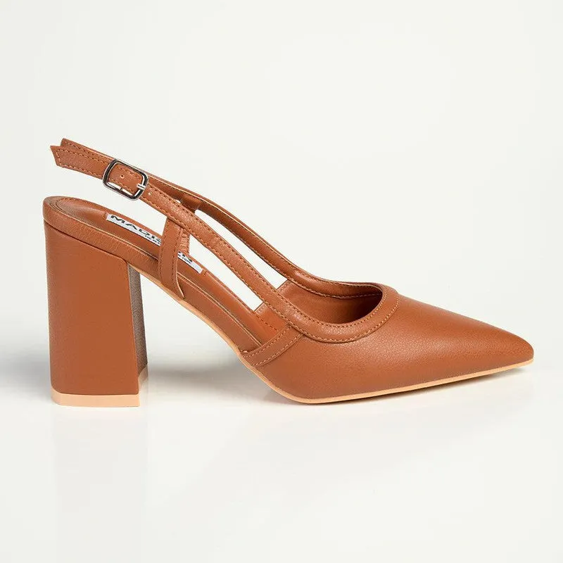 Madison Paula Slingback Block Heel Court - Tan