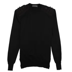 Men's Button Shoulder Sweatshirt Black Size M