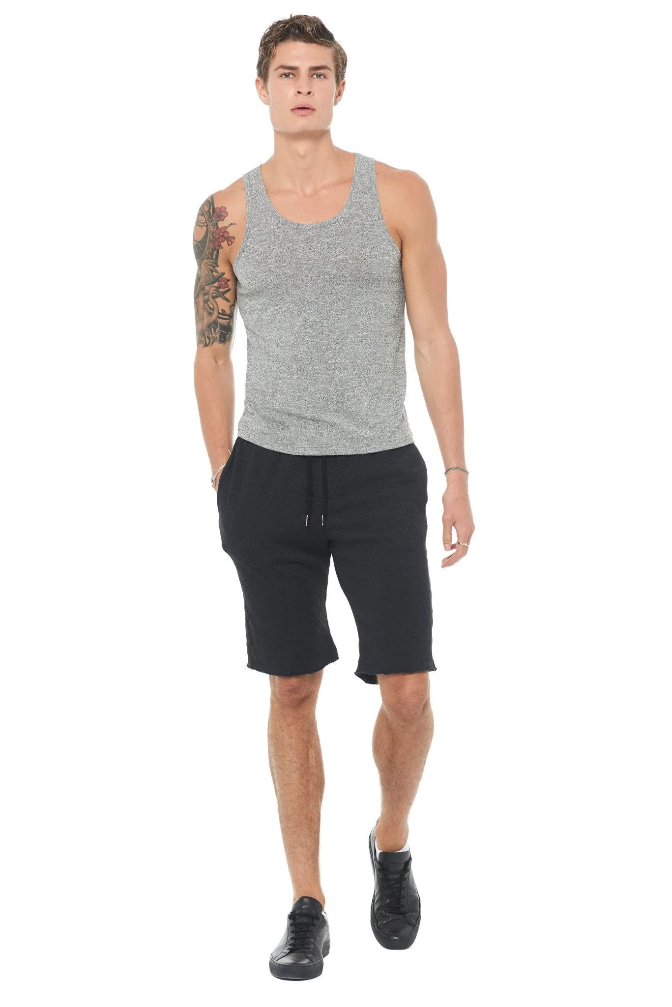 Men's French Terry Cut Off Short with Adjustable Draw Chord