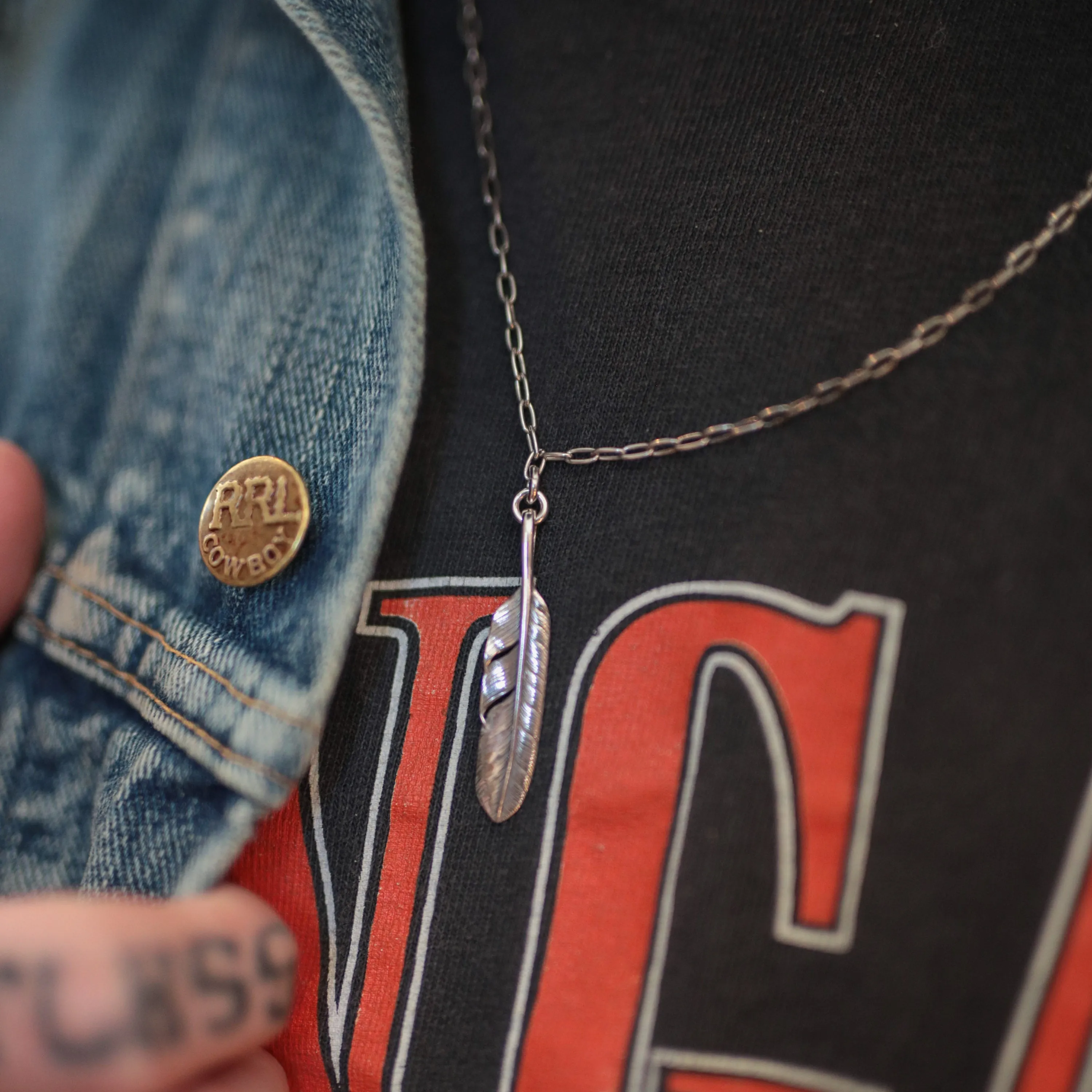 Mt. Hill Silver Sterling Silver Feather Chain Necklace