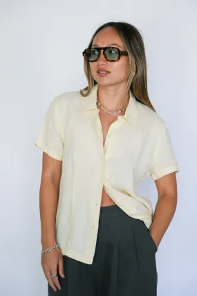 Pale Yellow Linen Button Up