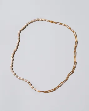 Rice Pearl Long Oval Necklace