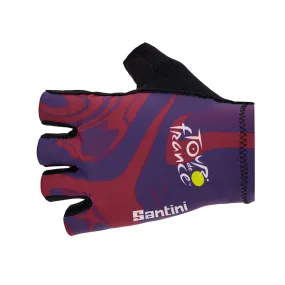 Santini TDF Bordeaux Gloves - Print