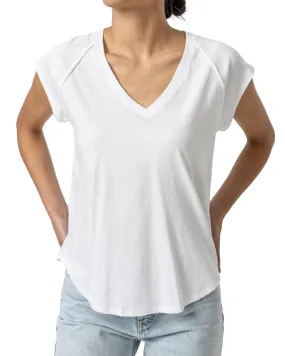 Short Sleeve V-Neck Raglan Tee (White)