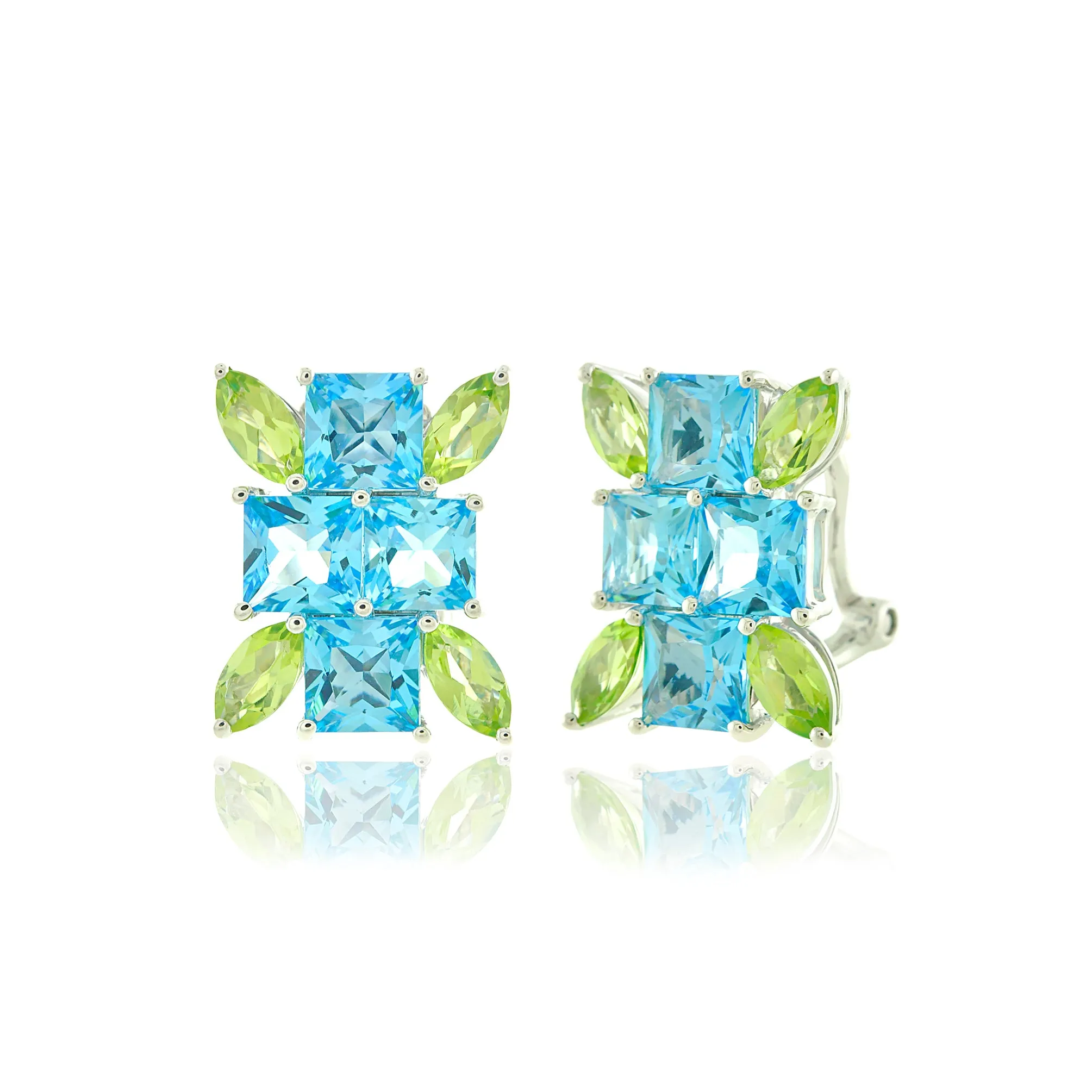 Swiss Blue Topaz & Peridot Silver Earrings