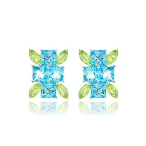 Swiss Blue Topaz & Peridot Silver Earrings