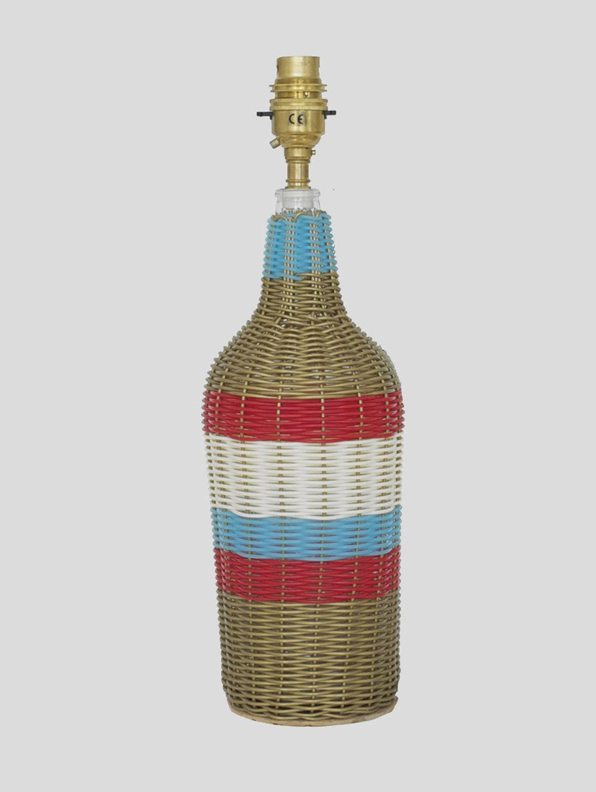 TOMATO, GOLD AND BLUE TEQUILA LAMP BASE